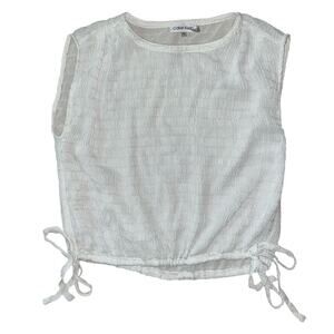 Calvin Klein Crinkle Side Tie Sleeveless White Top Women's XS